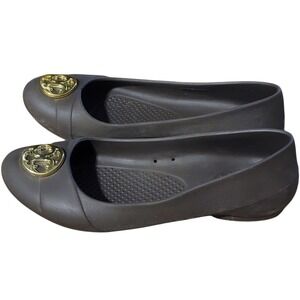 CROCS Gianna Copper Brown and Gold Ballet Flats Womens Size 7 Slip On Waterproof